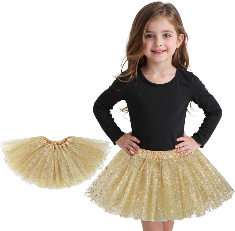Zando Sparkle Tutu for Toddler Girls Kids 3 Layers 2-8 Years Halloween Princess Birthday Elastic Puffy Tulle Dance Skirt - Image 1